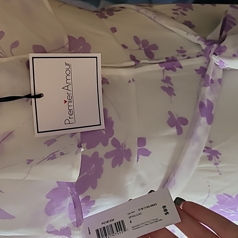 Premier Amour White & Purple Floral Maxi Amour Sleeveless Floral Maxi Dress - Picture 12 of 17